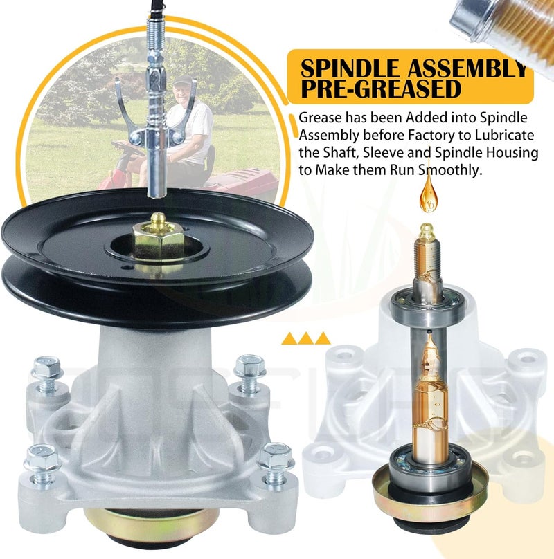 BOSFLAG Pre-Greased 587125201 Mandrel Assembly with 539113962 Pulley Replaces Husqvarna 532174356, 539107515, 532174358, Craftsman 174356, 174358 for Husqvarna Z246, RZ4623, RZ5424, RZ46I Tractors - Image 4